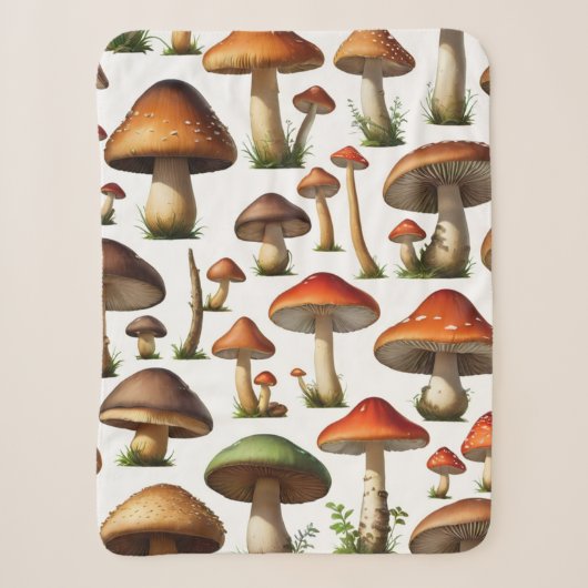 Couverture Sherpa Collection de champignons Design Motif (Devant)