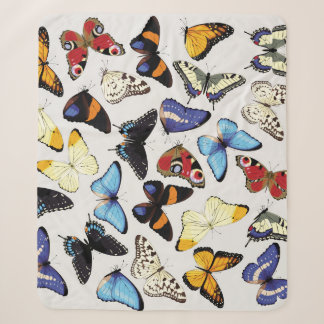 Couverture Sherpa Collection réaliste de papillons vintages.