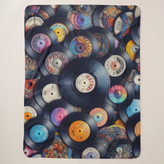 Couverture Sherpa Collection Vinyl Record Pattern 80s Retro Spectrum (Devant)