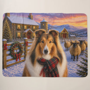 Couverture Sherpa Collie Holiday