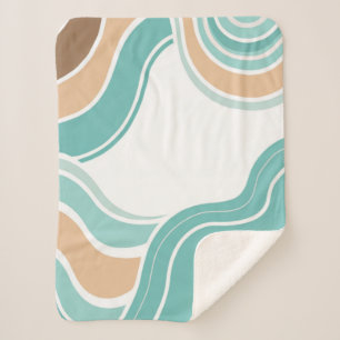 Couverture Sherpa Coloré abstrait ondulé bleu orange brun