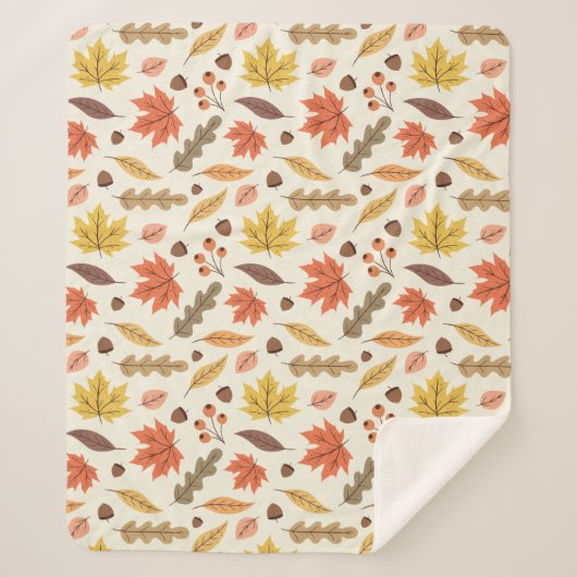 Couverture Sherpa Coloré Feuille d'automne Motif (Devant)