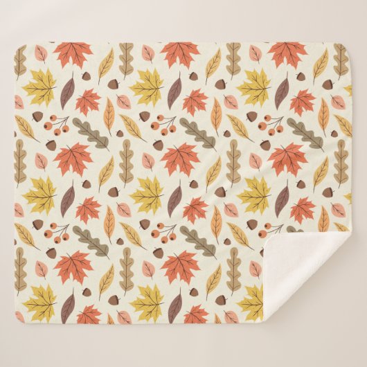 Couverture Sherpa Coloré Feuille d'automne Motif (Devant (Horizontal))