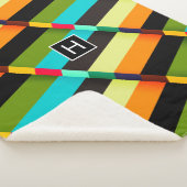 Couverture Sherpa Coloré Moderne Rayures Abstraites & Monogramme (3/4)