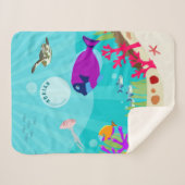 Couverture Sherpa Coloré Ocean Sea Animals Nom des enfants (Devant (Horizontal))