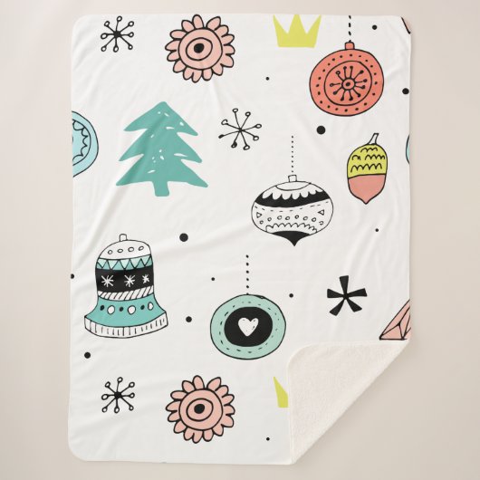 Couverture Sherpa Coloré Rétro ornements de Noël Motif (Devant)