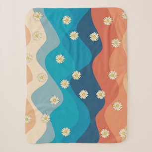 Couverture Sherpa Coloré Retro Waves & Daisies Motif