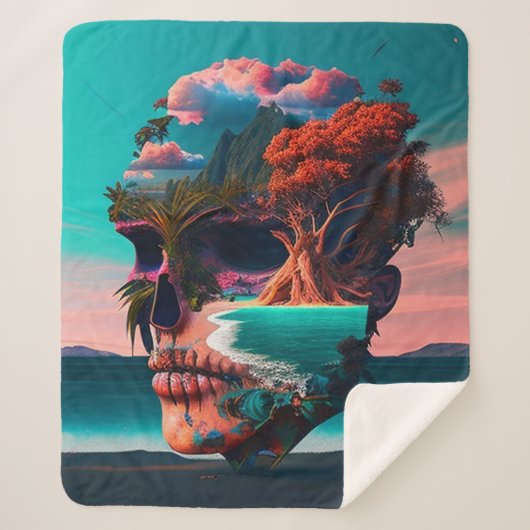 Couverture Sherpa Colored skull (Devant)