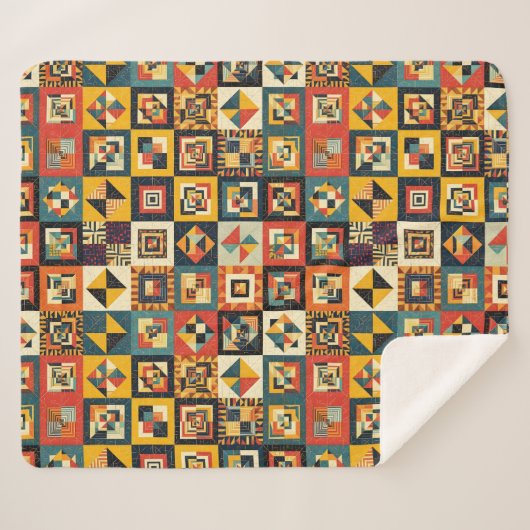 Couverture Sherpa Colorful Abstract Tiled Geometrical Pattern (Devant (Horizontal))
