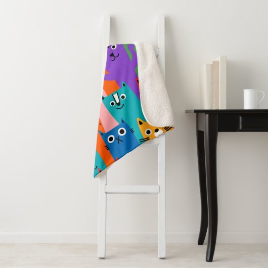 Couverture Sherpa Colorful cats (En situation)