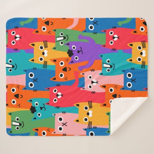 Couverture Sherpa Colorful cats (Devant (Horizontal))