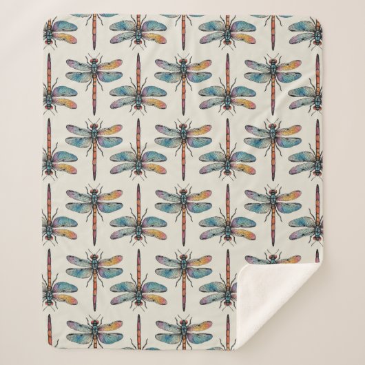 Couverture Sherpa Colorful Dragonfly Pattern (Devant)