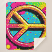 Couverture Sherpa Colorful Peace & Love Vibe (Devant)
