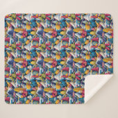 Couverture Sherpa Colorful Snow Skiers Collage (Devant (Horizontal))