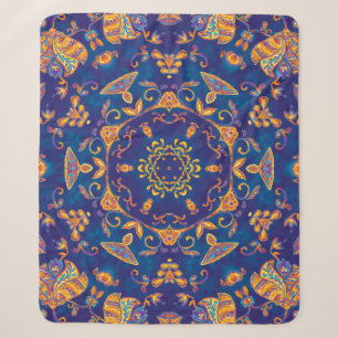 Couverture Sherpa Colorful watercolor kaleidoscope mandala. Oriental