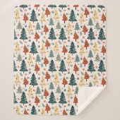 Couverture Sherpa Colourful Christmas Pine Trees Seamless Pattern (Devant)