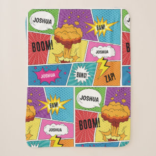 Couverture Sherpa Comic Livre coloré Nom personnalisé Pop Art