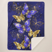 Couverture Sherpa Composition avec papillons Sapphire (Devant)
