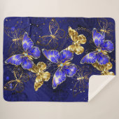 Couverture Sherpa Composition avec papillons Sapphire (Devant (Horizontal))