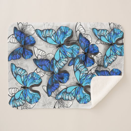 Couverture Sherpa Composition des White and Blue Butterflies (Devant (Horizontal))