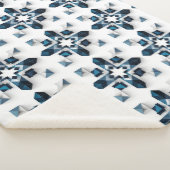 Couverture Sherpa Conception Abstraite Géométrique en Bleu et Blanc (3/4)