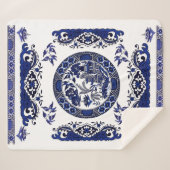 Couverture Sherpa Conception bleue classique de la Chine de saule (Devant (Horizontal))