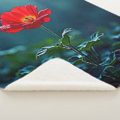 Couverture Sherpa Conception centrée sur une seule fleur rouge (3/4)