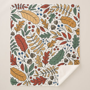 Couverture Sherpa Conception de Carré feuille couleur automne