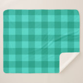 Couverture Sherpa Conception de carreaux à carreaux gingham sarcelle (Devant (Horizontal))