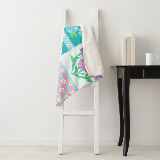 Couverture Sherpa Conception de fleurs vibrantes en fleurs (En situation)
