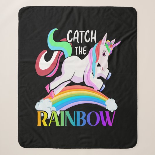 Couverture Sherpa Conception de licorne arc-en-ciel Catch (Devant)