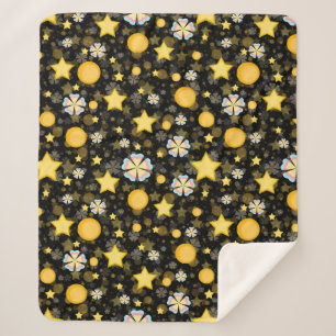 Couverture Sherpa Conception de motif de fleurs d'étoiles solaires s