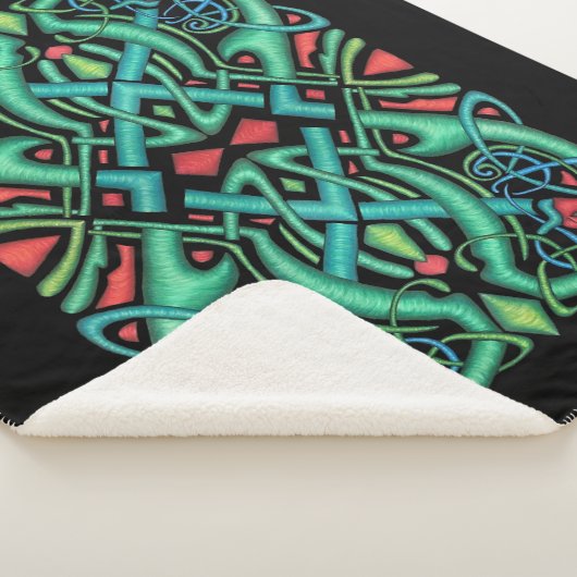 Couverture Sherpa Conception de noeud Celtique complexe Têtes de dra (3/4)