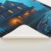 Couverture Sherpa Conception de nuit au clair de lune bleu du manoir (3/4)