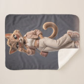 Couverture Sherpa Conception de personnage de chat animé 3D chic et (Devant (Horizontal))