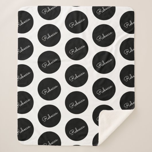 Couverture Sherpa Conception de points Polka Noir & Blanc Rétro-Mode (Devant)