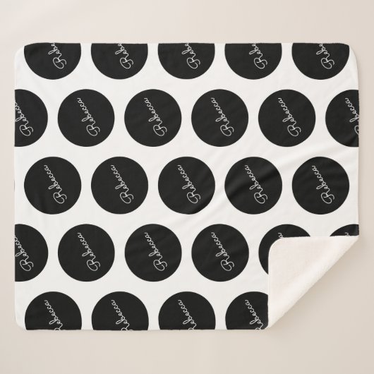 Couverture Sherpa Conception de points Polka Noir & Blanc Rétro-Mode (Devant (Horizontal))