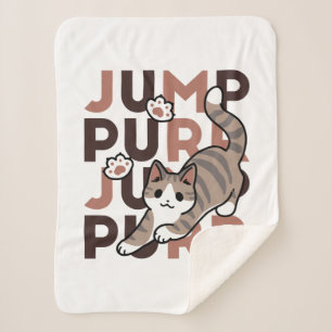 Couverture Sherpa Conception de saut de chat - Artwork de purr de sa