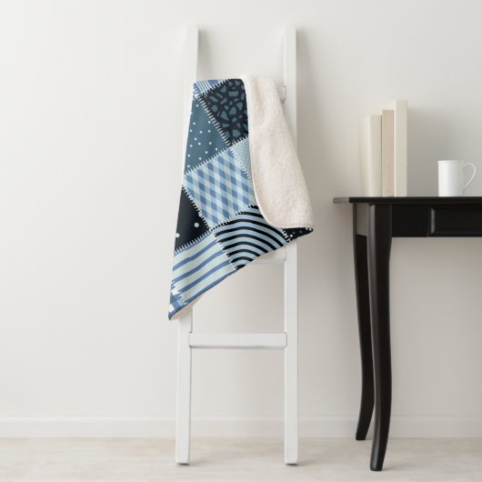 Couverture Sherpa Conception de surfaces composées. Motif de patchwo (En situation)