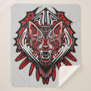 Couverture Sherpa Conception de totem tribal Haida Loup