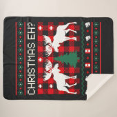 Couverture Sherpa Conception de vêtements de Noël moches canadiens (Devant (Horizontal))