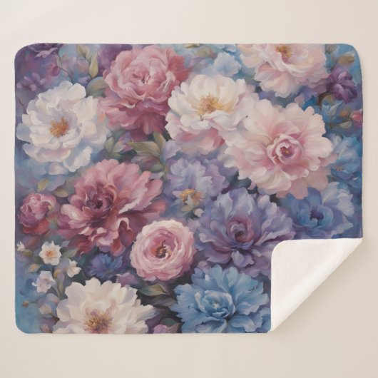 Couverture Sherpa Conception fleur sauvage (Devant (Horizontal))