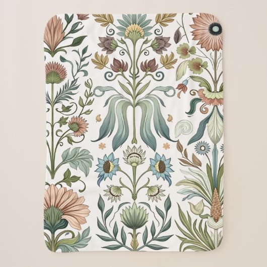 Couverture Sherpa Conception florale Art Nouveau 402 fleurs (Devant)