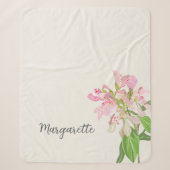 Couverture Sherpa Conception florale d'orchidée rose – Art botanique (Devant)
