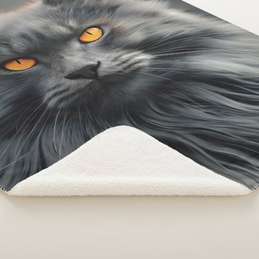 Couverture Sherpa Conception majestueuse de portraits de chats long- (3/4)