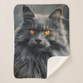 Couverture Sherpa Conception majestueuse de portraits de chats long- (Devant)