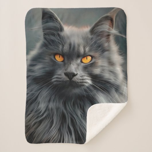 Couverture Sherpa Conception majestueuse de portraits de chats long- (Devant)