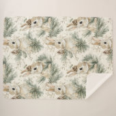 Couverture Sherpa Cônes de pin verts lapins (Devant (Horizontal))