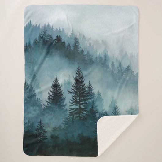 Couverture Sherpa Confort de la forêt bleue sereine (Devant)
