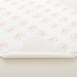 Couverture Sherpa Contour de corail brun clair sur blanc